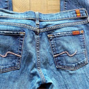 7 for all man kind jeans, 30x32 pink on pockets